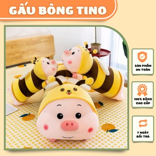 Gối Ôm Gấu Bông Hình Heo Ong Vàng TINO Siêu To Co Giãn Bốn Chiều Mềm Mịn