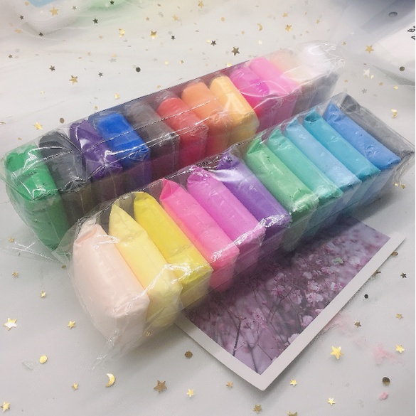 Đất nặn / đất sét nhẹ tự khô an toàn Lốc 12 màu cao cấp Softclay nặn hình, làm Butter slime &amp; bộ cây tạo hình