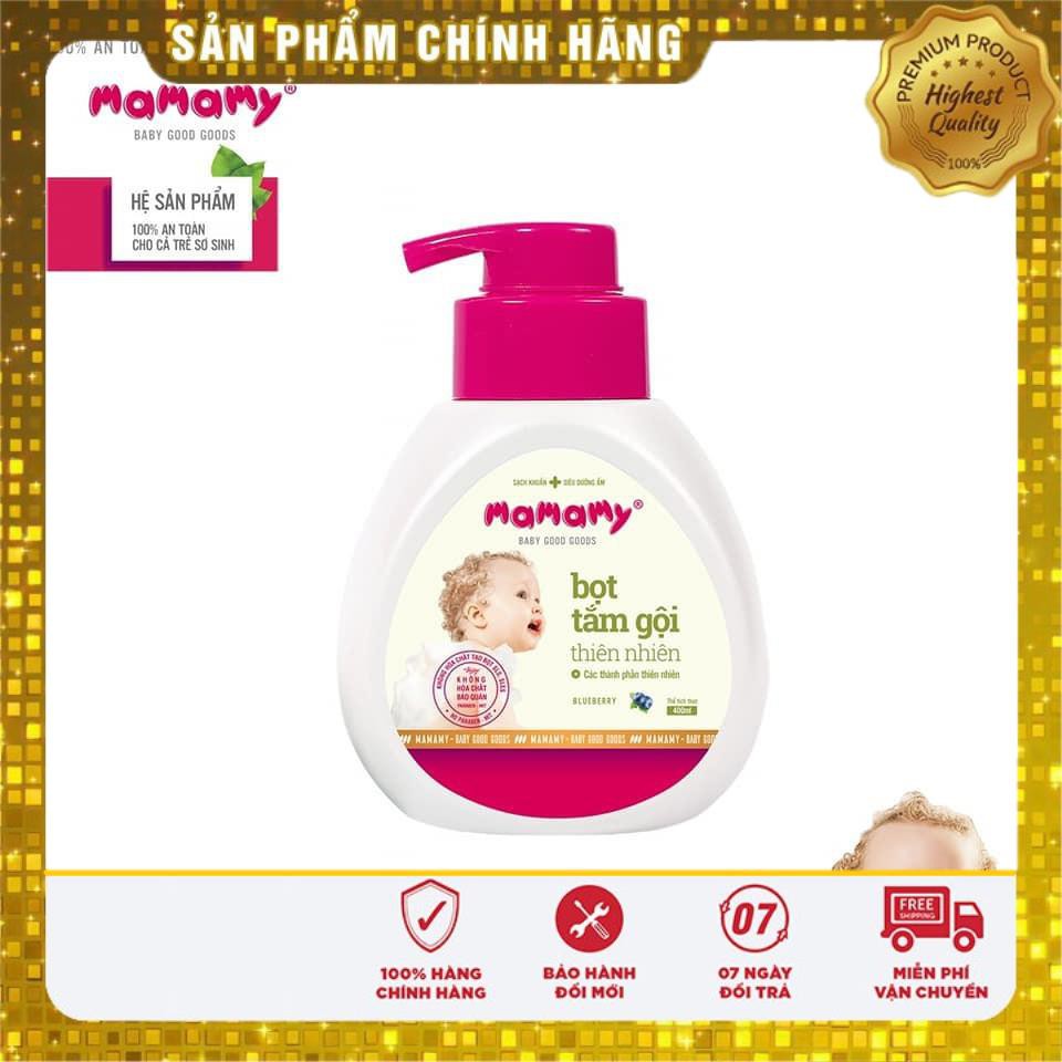 Freeship Hàng chính hãng Bọt tắm gội Mamamy 400ml ( sữa tắm gội 2 trong 1 Hương Thiên Nhiên )