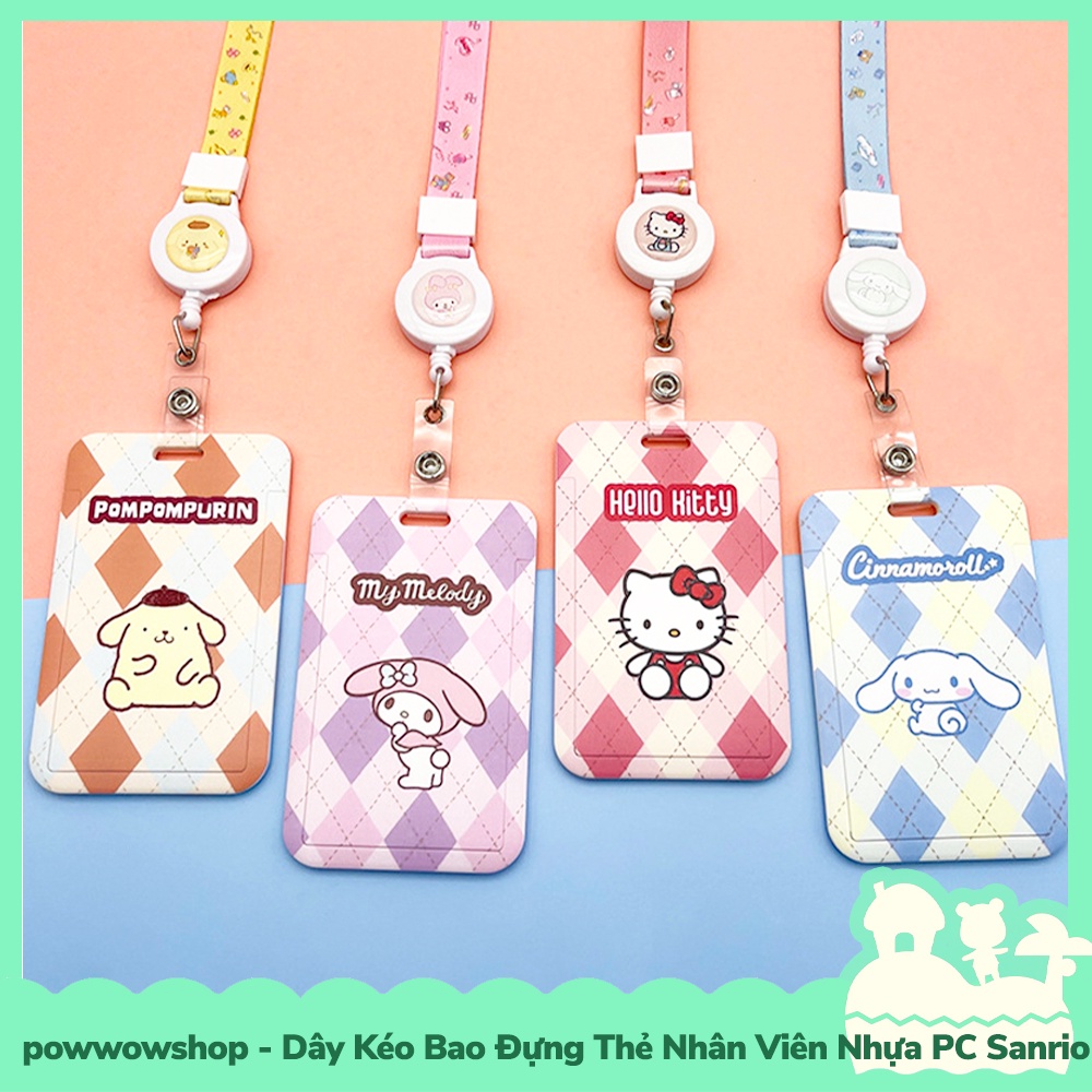 Dây Kéo Bao Đựng Thẻ Nhân Viên Nhựa PC Mẫu Nhân Vật Hoạt Hình Sanrio Family Vintage Retro