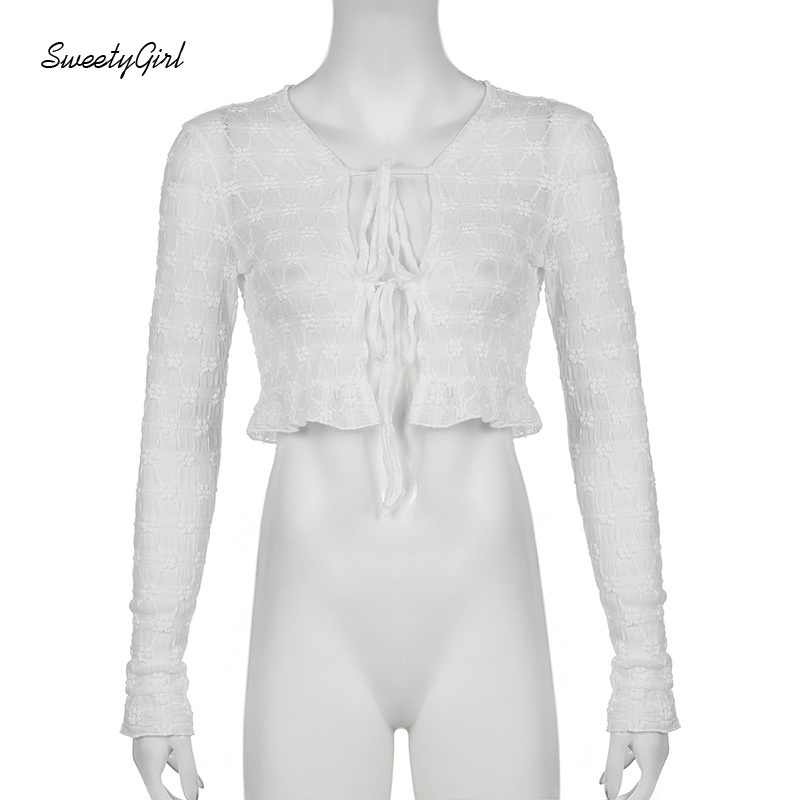 Áo Thun Tay Dài Cổ Chữ V Thắt Nơ Eo Màu Trơn Thời Trang 2022 Dành Cho Nữ