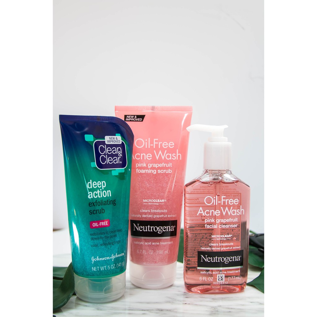 Sữa Rửa Mặt NEUTROGENA Oil Free Acne Wash Pink Grapefruit Foaming Scrub 198ml