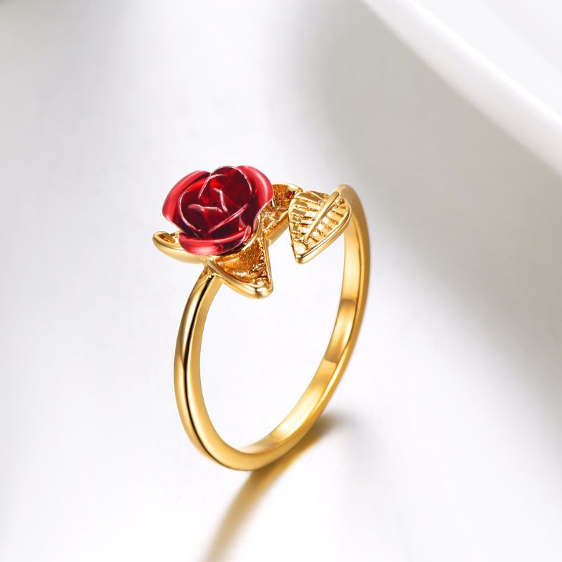 Nhẫn Hở Hình Hoa Hồng Đỏ