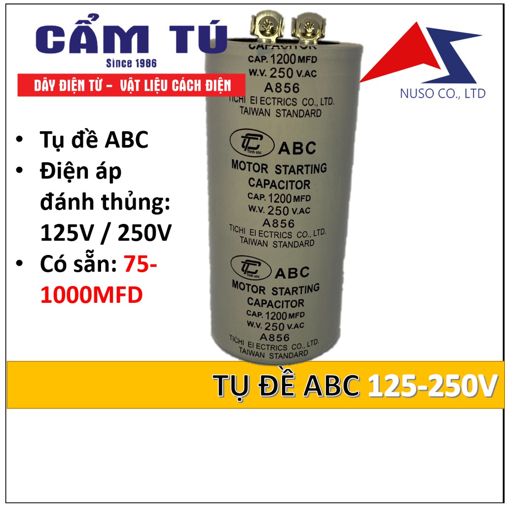 Tụ đề ABC 125V và 250V dùng trong động cơ máy móc (75-1000MFD)