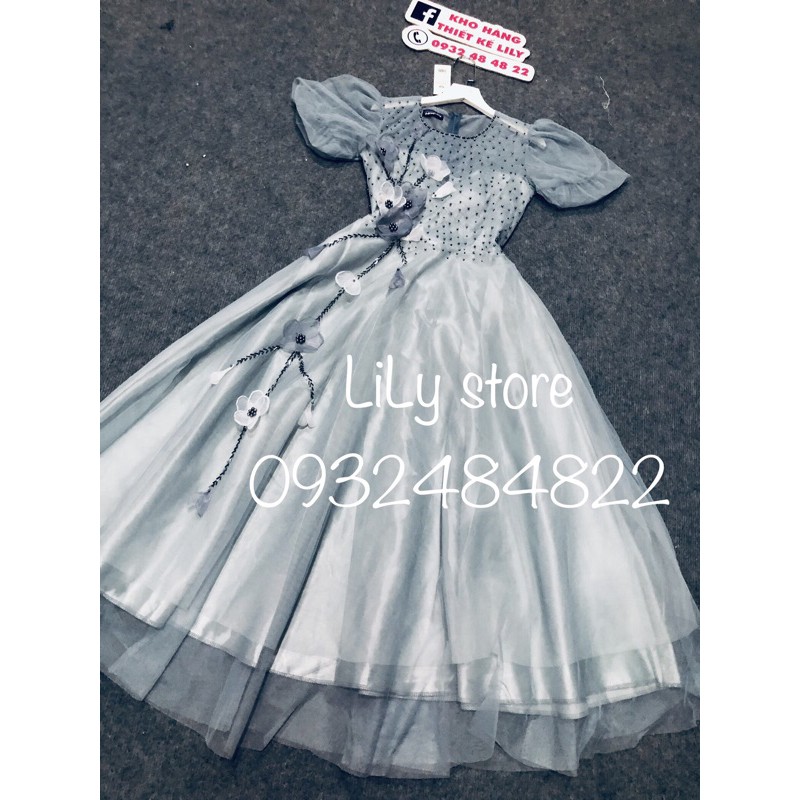 ẢNH VÀ VIDEO THẬT 1000% Đầm xoè tay phồng kết hoa thủ công