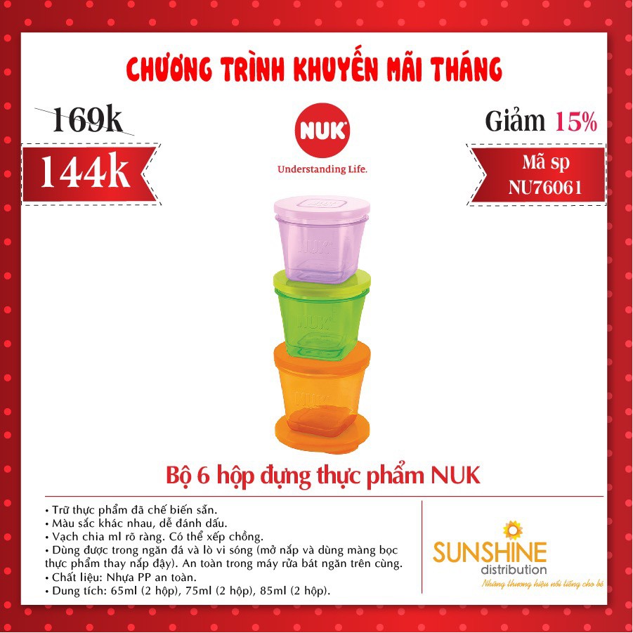 Hộp đựng thực phẩm NUK dung tích 65-75-85 ml