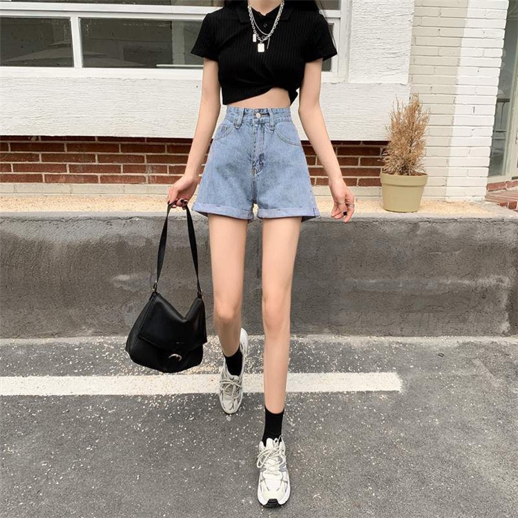 Quần Short Bò Nữ Sogeum Quần Sooc Jean Cạp Cao Một Khuy 3 Màu Hot Trend - QS33 | BigBuy360 - bigbuy360.vn