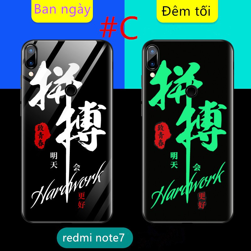 Ốp điện thoại kính cường lực dạ quang cho Xiaomi Redmi Note 8 Pro / Note7/Note 9 / redmi K20 K30 / redmi 8 8a /xiaomi 9 10 pro