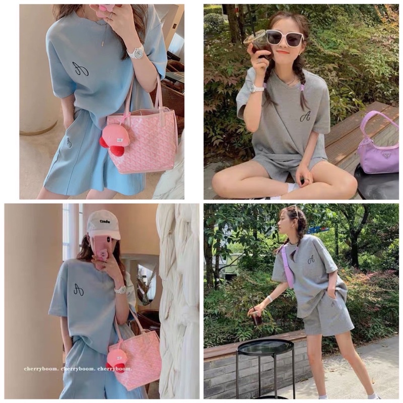 BỘ CỘC TAY THÊU CHỮ A COTTON 2MÀU CHO NỮ