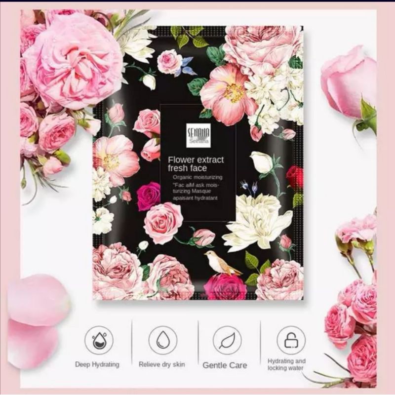 SENANA Flower Extract Refreshing Face Rose Essence Refreshing Moisturizing Mask Nourishing Moisturizing Mask