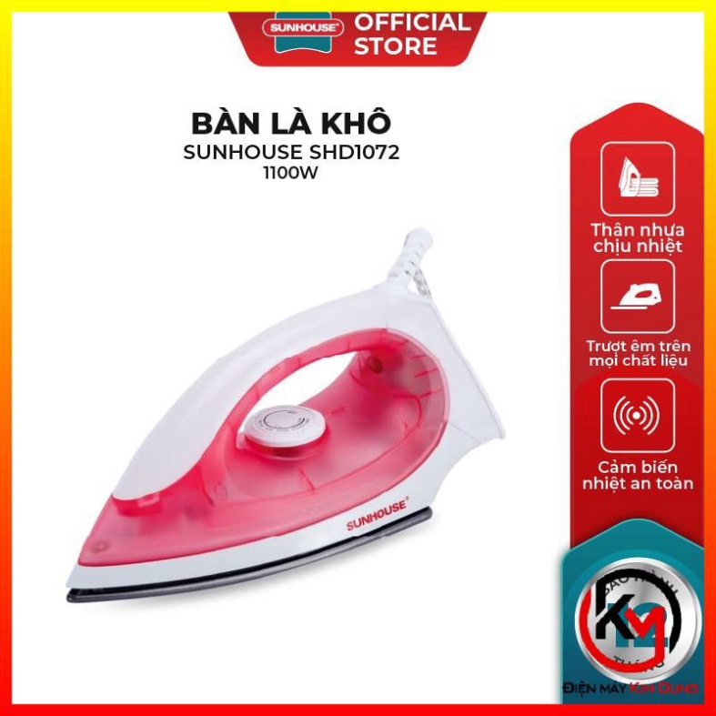 Bàn ủi khô, Bàn là khô Sunhouse SHD1072 loại bỏ mọi nếp nhăn, chế độ điều chỉnh linh hoạt - Bảo hành 12 tháng