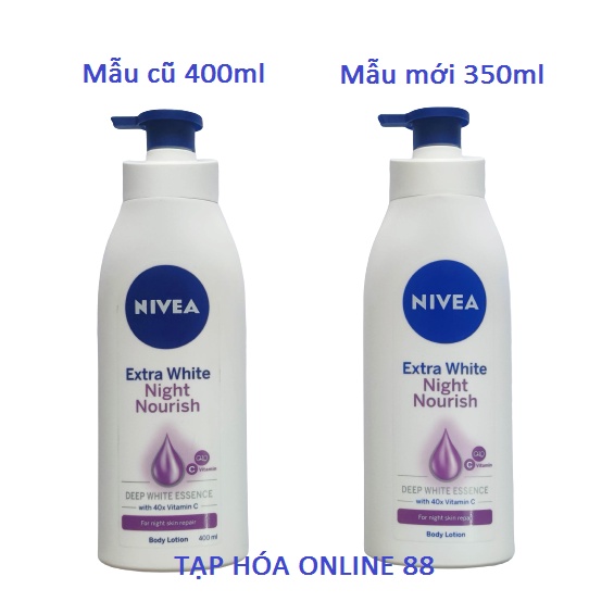 Sữa Dưỡng Thể Nivea Làm Sáng &amp; Săn Chắc Da Ban Đêm Extra White Night Nourish Body Lotion 400ml (mẫu mới 350ml)