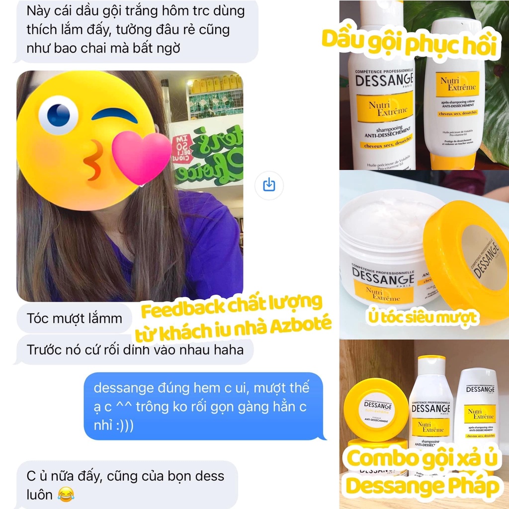 Bộ gội xả ủ dưỡng tóc Dessange cho tóc khô - Hàng Pháp