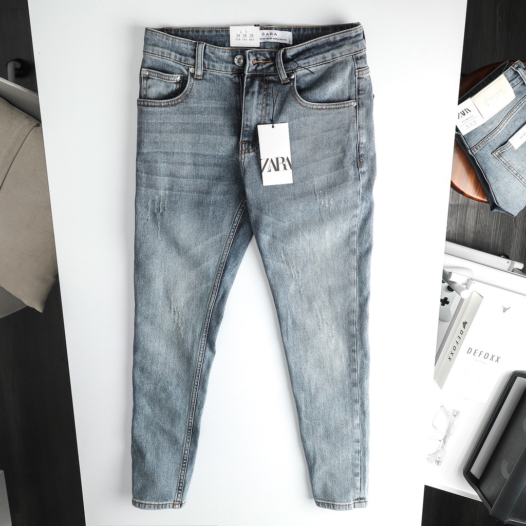 Quần Jean Nam ZR XANH CÀO SƯỚC (Form Slimfit,chất vải co dãn,ống 15 đến 18cm,hàng VNXK)-210503