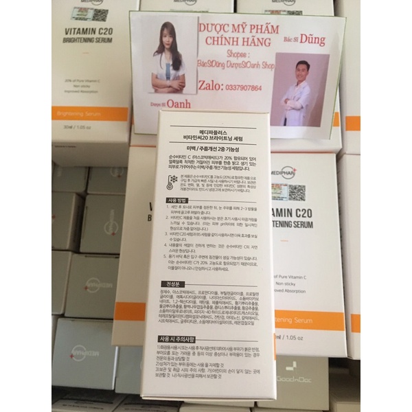 [NHẬP KHẨU BÁC SĨ DŨNG CHÍNH HÃNG]Serum Vitamin C Mediphar Dưỡng Trắng Sáng Da , Giảm Thâm Nám , Chống Lão Hoá
