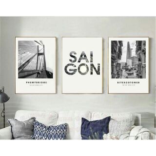 Tranh in canvas bộ 3 tranh Sài Gòn 40x60