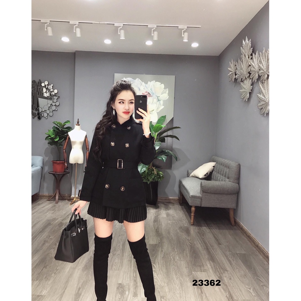 23362	KH23362-KHoác len 2 hàng cúc đai tay 2 túi + đai 9910 XD | BigBuy360 - bigbuy360.vn