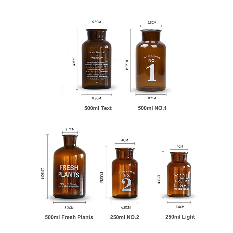 SUPO DEPOT - Bình Hoa Thủy Tinh 250ml / 500ml In Chữ Phong Cách Bắc Âu Độc Đáo