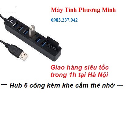 Hub chia cổng usb (6 cống) kèm 2 khe cắm thẻ nhớ Micro và SD