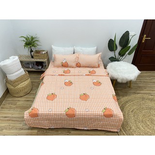 Bộ chăn ga gối 1m6x2m vải mềm mịn[gồm 1 chăn hè 1 ga 2 vỏ gối nằm] mẫu đào cam