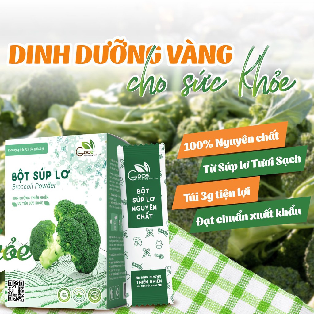 Bột súp lơ nguyên chất Goce (Bông cải xanh) 72g (24 gói x 3g)