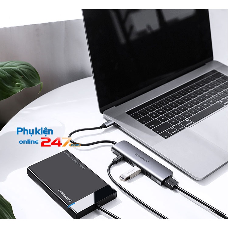 Bộ chia 4 cổng USB cho Macbook Pro 2020 có cấp nguồn