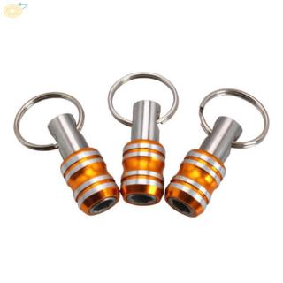 Ổ nam châm cắm mũi tua vít bằng thép không gỉ màu vàng đồng và bạc gắn vòng móc khóa