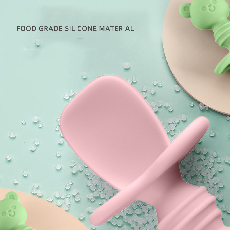 Set muỗng và nĩa silicon chống đỗ an toàn cho bé