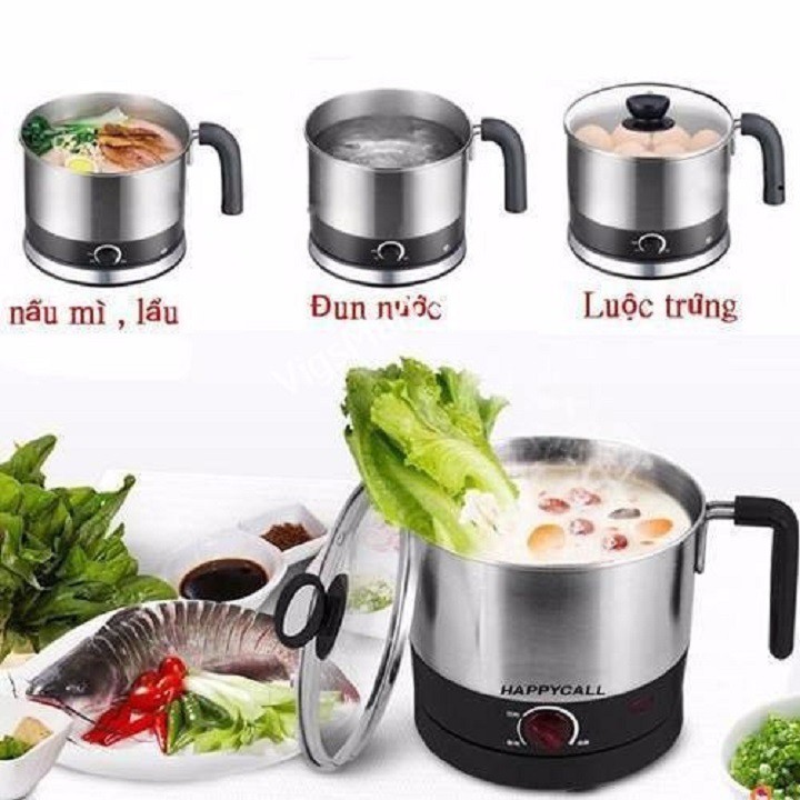 Sale Sốc Ca Lẩu Mini Happycal Nấu Lẩu Nấu Mì Luộc Ngô Luộc Trứng Tuyệt Vời