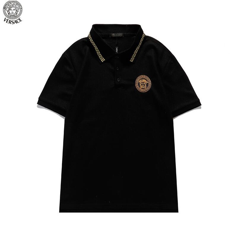 Versace Áo Thun Polo Tay Ngắn Chất Liệu Cotton Thêu Hoạ Tiết Đơn Giản Thời Trang Dành Cho Nam Và Nữ