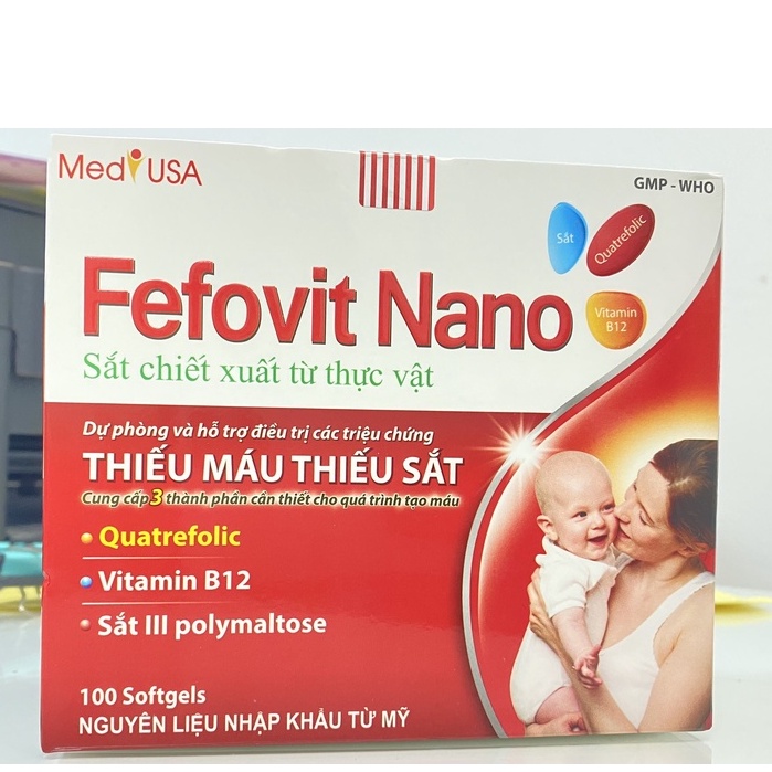 Viên Uống Fefovit Nano.Bổ Sung Sắt 3 Cho Phụ Nữ Có Thai Cho Con Bú,Người Bị Thiếu Máu
