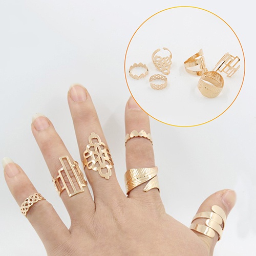 Set 6 nhẫn hợp kim nhiều kiểu dáng thời trang dành cho nữ