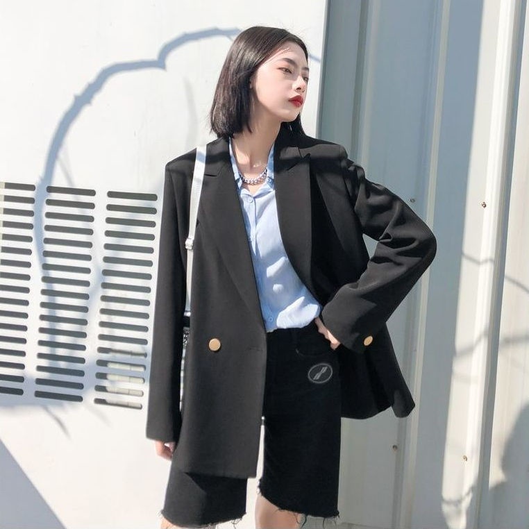 Áo Khoác blazer Dáng Rộng Cỡ Nhỏ Phong Cách Hàn Quốc / Hồng Kông Cổ Điển Thời Trang Xuân Thu 2022 Mới Cho Nữ