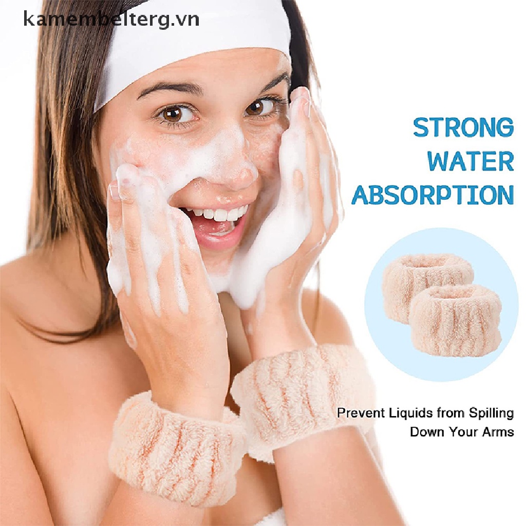 Set 2 Băng Đeo Cổ Tay Bằng Lông Cừu San Hô Dùng Rửa Mặt / Lau Cổ Tay Đa Ứng Dụng