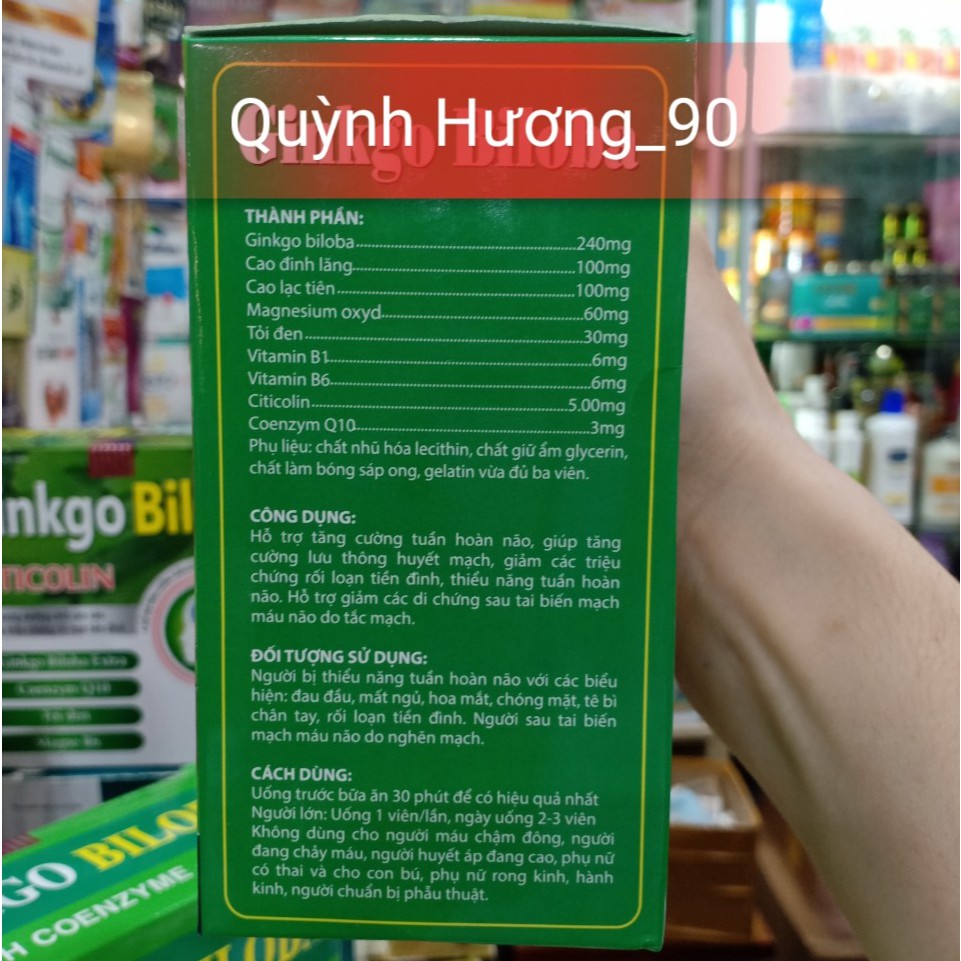 Viên uống bổ não GINKGO BILOBA 240mg hộp 100 viên