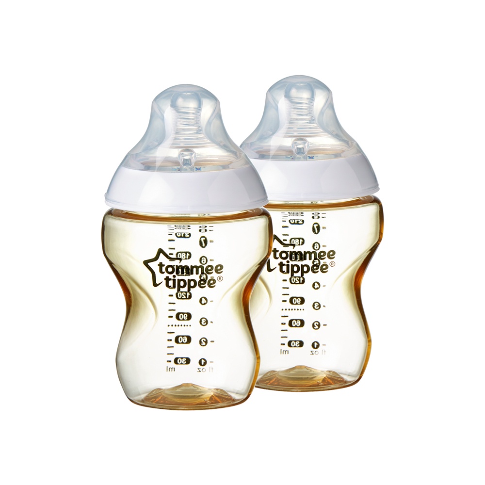 Bình sữa PPSU ty siêu mềm tự nhiên Tommee Tippee Closer to Nature 260ml, núm ty đi kèm 3-6 tháng (Bình đôi)