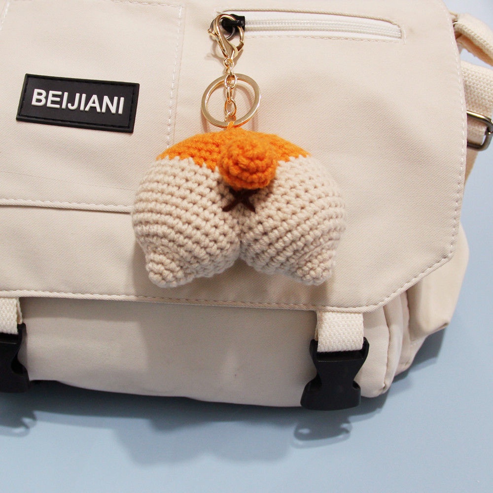 Vòng chìa khóa tự làm, mặt dây chuyền đan len tự chế, vòng chìa khóa