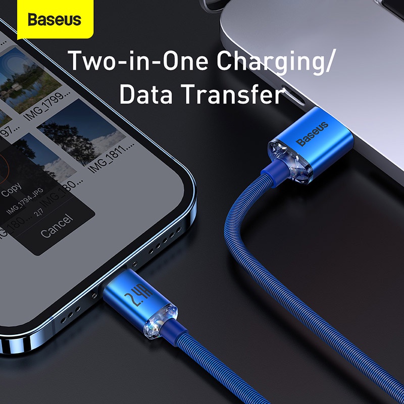 Dây Cáp Sạc Nhanh Baseus 2.4A Cho iPhone 14 13 12 Pro Xs Max X Xr 8 7 Plus