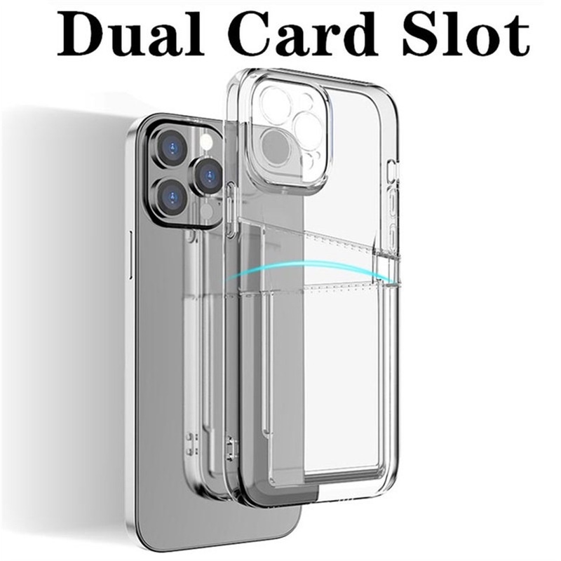 Ốp Điện Thoại Mềm Trong Suốt Chống Sốc Dạng Ví Có Ngăn Đựng Thẻ Cho IPhone 13 12 Mini 11 Pro XS Max X XR 7 8 Plus SE 2