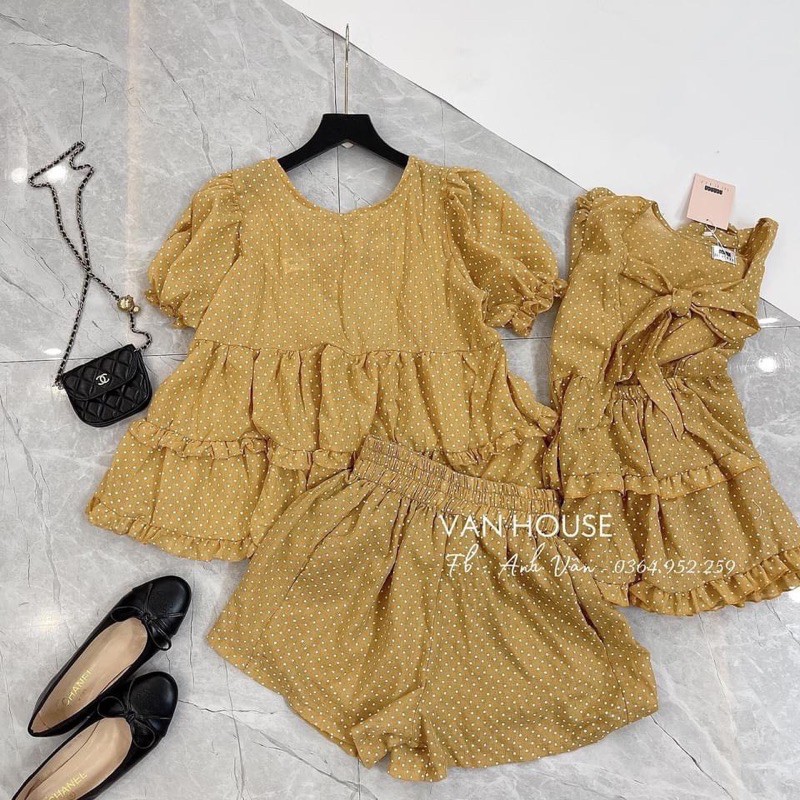 BN160-BỘ ĐŨI BÈO CHẤM BI XANH VÀNG | BigBuy360 - bigbuy360.vn