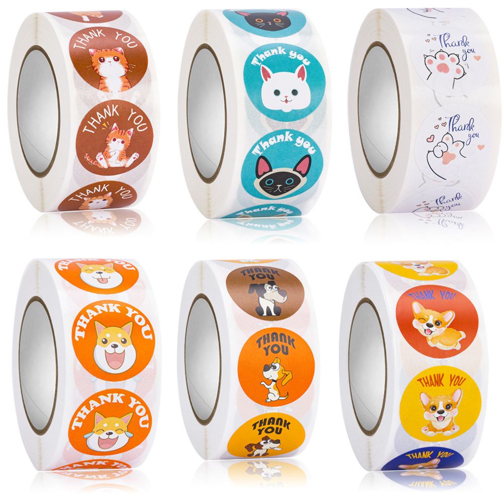 Cuộn 500 Nhãn Dán In Chữ Thank You Dùng Trang Trí Quà Tặng Diy