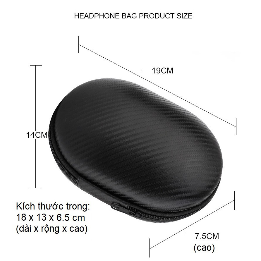 Hộp túi vân carbon kháng nước chống sốc đựng tai nghe tai chụp tai Beats CT-B