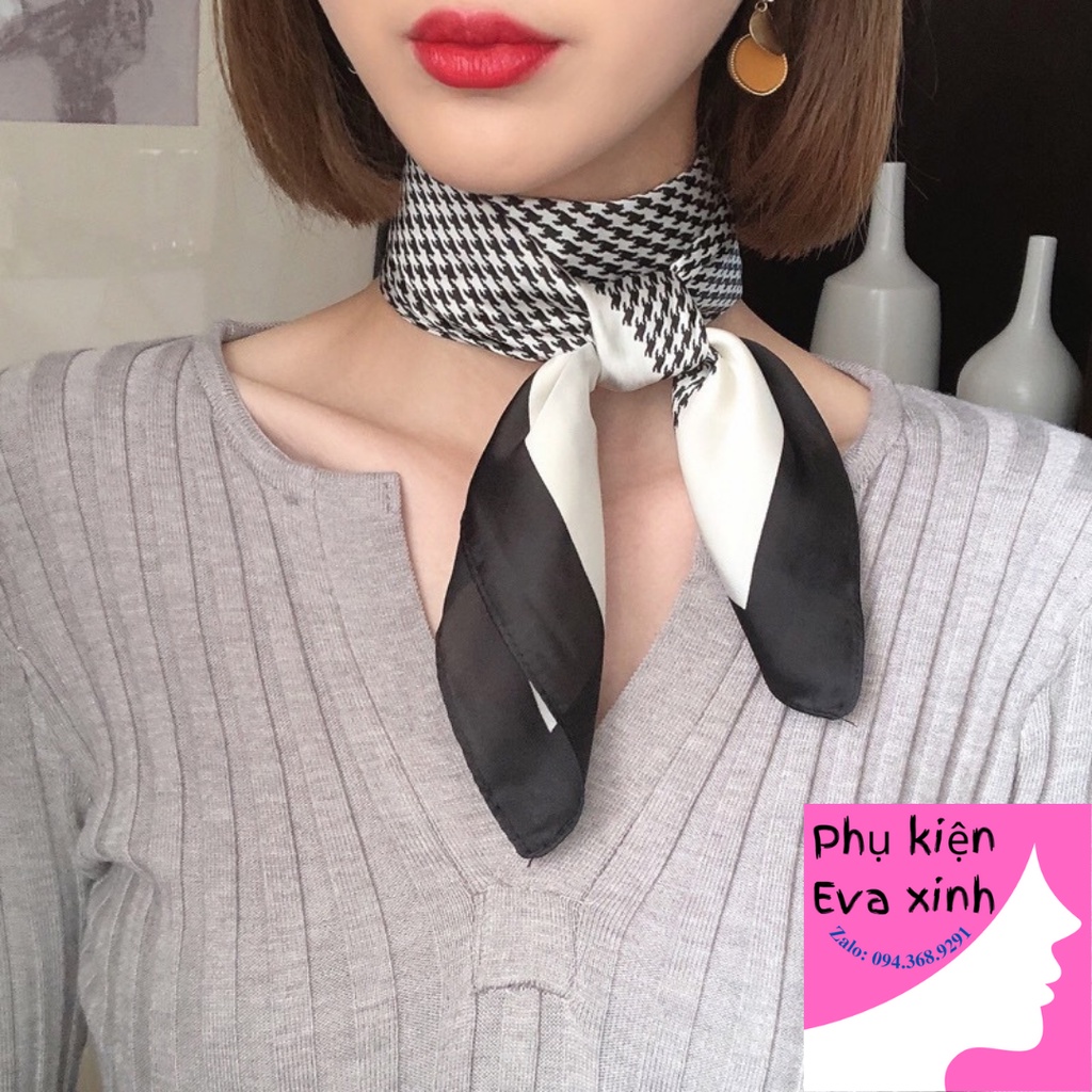 Khăn lụa vuông 70- Khăn turban quàng cổ làm áo yếm lụa Chiffon- Họa tiết Răng cưa