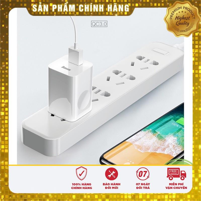 Cốc sạc nhanh Baseus QC 3.0, Củ công suất max 24W (Trắng) - Nhanh gấp 4 lần cho Iphone Ipad, Samsung... - BH 1 đổi 1