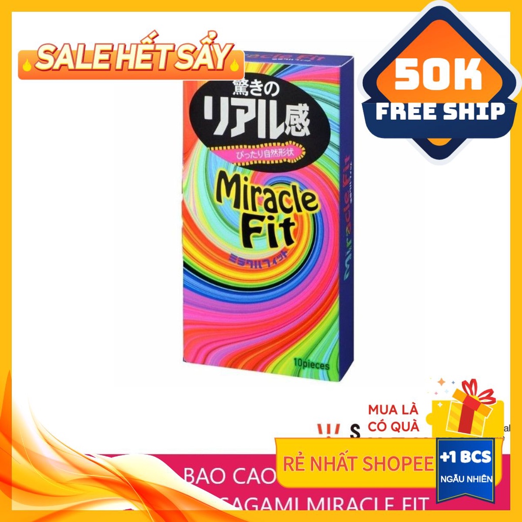 Bao cao suFreeshipSagami Miracle Fit siêu mỏng, size nhỏ 49mm ôm sát (Hộp 10)