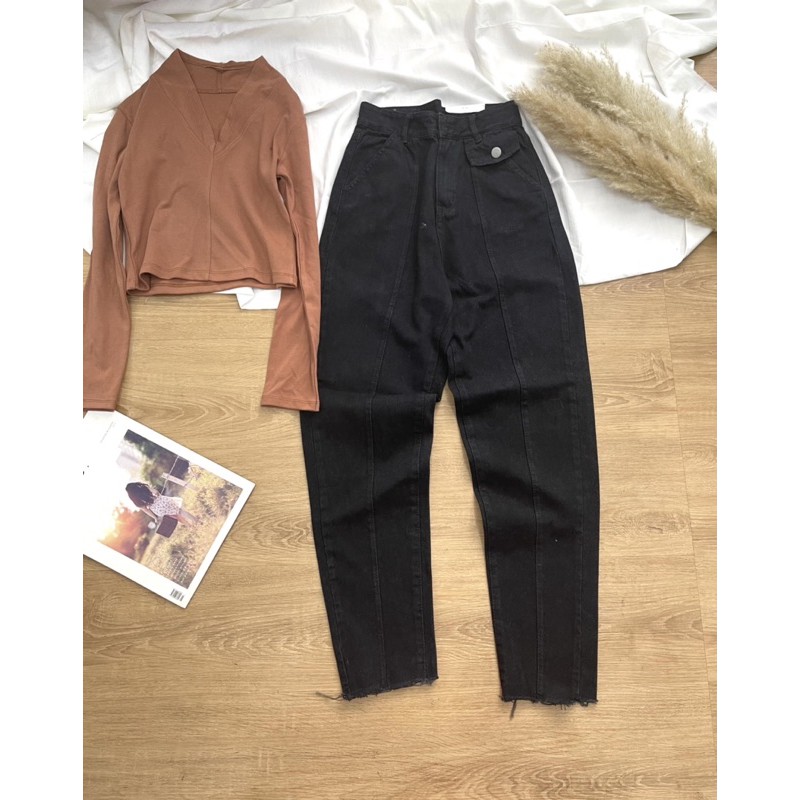 Quần baggy jean dài chạy gân NHA03, hình thật 100% tự chụp