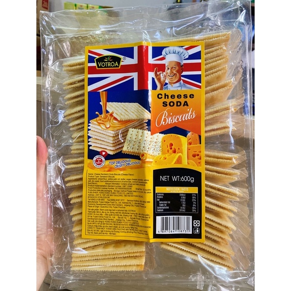 Bánh Quy Soda Kẹp kem có 4 vị Nhập Khẩu VOTROA Gói 600g