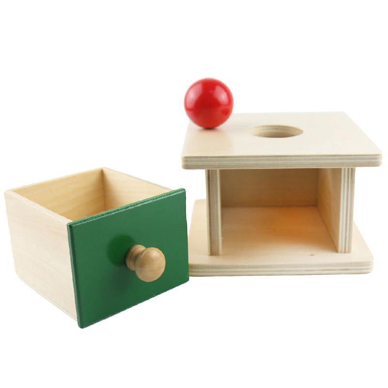 Giáo cụ Montessori 0-3 tuổi - Thả bóng hộp vuông - Hình cầu kèm hộp