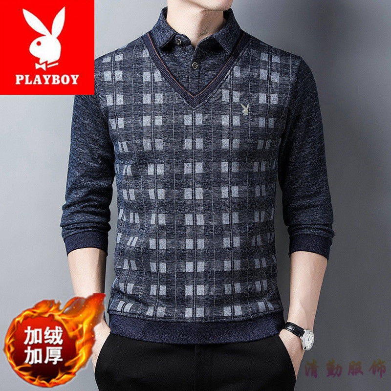 Kemeja Áo Len Dài Tay Giả Hai Lớp Dày Dặn Thời Trang Mùa Đông Cho Nam | BigBuy360 - bigbuy360.vn