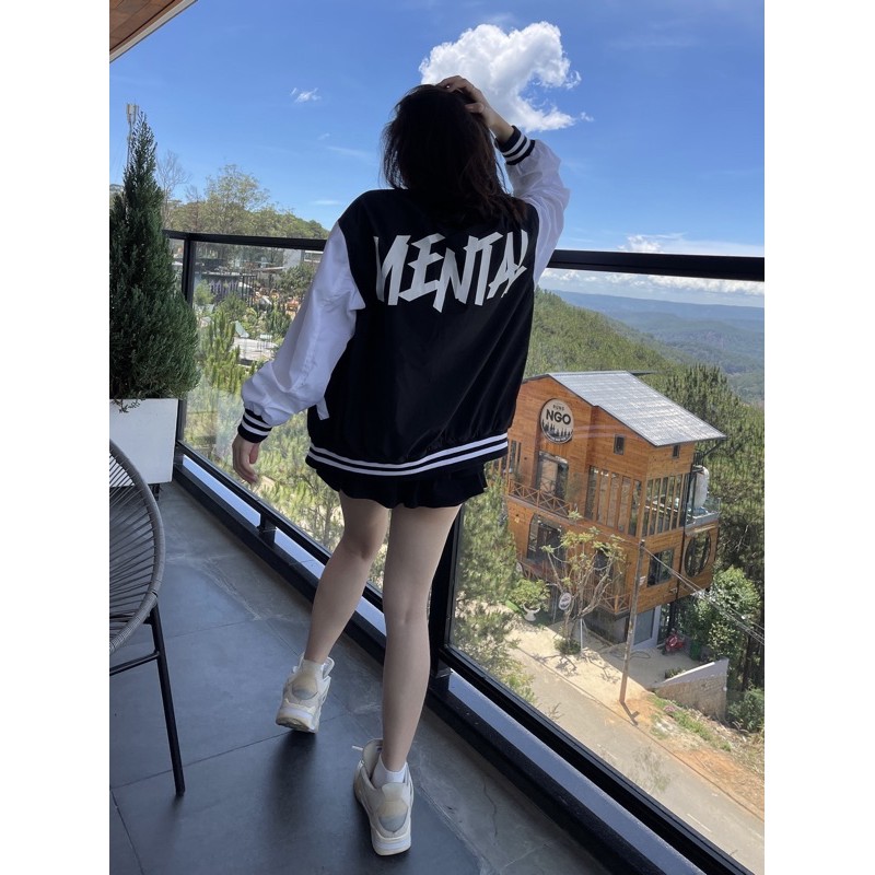 Áo Khoác MENTAL® /College Varsity Jacket/ Đen Trắng